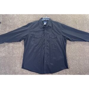 Wrangler Black Poly Blend Pearl Snap Long Sleeve Button Up Western Shirt 2XL‎